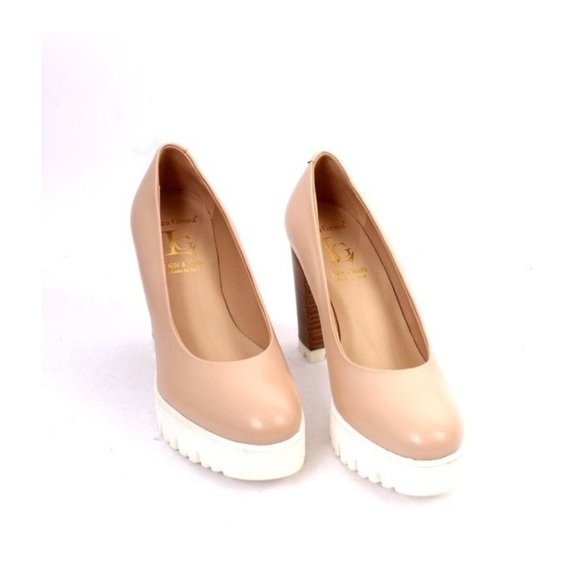 Luca Grossi 3901z Beige Leather Platform Heel Shoes Pumps - Picture 2 of 8